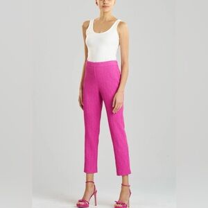 NWT NATORI Textured Cotton Jacquard Ankle Pants in color Bright Berry Size 0